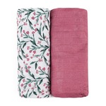 PETITE&amp;MARS Bambus Musselin Decke 2er Set Misty Pink Meadow 120 x 120 cm