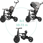 QPLAY Trojkolka Rito star Grey, skladacia, vek 10-72 mesiacov