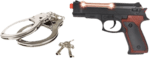 Polizeipistole mit Handschellen