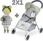 DeCuevas 90547 Športový kočík pre bábiky a plyšová bábika PIPO 2022 - 55 cm