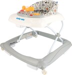 Detské chodítko Baby Mix s volantom a silikónovými kolieskami sivé