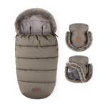PETITE&amp;MARS Set zimný fusak Comfy 4v1 + rukavice na kočík Furry Mocha Mousse