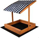 Detské drevené pieskovisko so strieškou Baby Mix 120x120 cm modré-biele