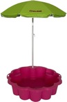 DOLONI Kinder Sandkasten Blume mit Sonnenschirm - grün/rosa