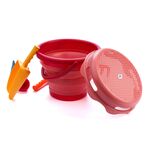 Schildkröt – set de jucării pentru nisip - găleată pliabilă roșie – 7 buc.
