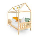 Detská posteľ domček so zábradlím a roštom New Baby CASTELLO 160x80 cm prírodná