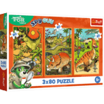 Trefl Puzzle 3x80 Treflíci vo svete dinosaurov