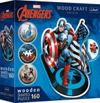 Trefl Drevené puzzle 160 dielikov - Nebojácny Kapitán America / Disney Marvel Heroes
