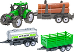 Tracteur 9cm à rétrofriction + 3 remorques