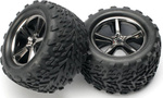 Traxxas koleso 3.8", disk Gemini čierny chróm H14, pneu Talon (2)