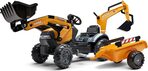Falk Šlapací traktor 967N Case CE s nakladačom, rypadlom a vlečkou