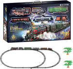 SET Ferrovia elettrica - Locomotiva a vapore con fumo, luce e suono a batteria 89 pezzi