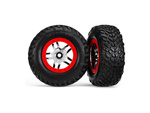 Traxxas kolo 2.2/3.0", disk SCT Split-Spoke strieborný-červený, pneu SCT S1 (2)