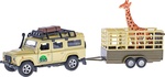 Kids Globe Traffic Land Rover Defender 14cm kov na spätný chod s prívesom 14cm a žirafa