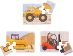 Bigjigs Toys Puzzle 3v1 Stavebné stroje