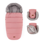 PETITE&amp;MARS Ensemble de chancelière d'hiver Comfy 4 en 1 + gants pour poussette Furry Old Rose