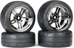 Traxxas Laufrad 1,9", Split-Speichenscheibe schwarz verchromt, Response-Reifen (Satz)