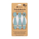 PETITE&amp;MARS Set 3 ks silikónových tréningových lyžičiek Take&amp;Match Frosted Sky 6m+