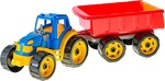 Traktor so sklápacím prívesom 54cm modro/červený