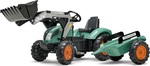 Falk šliapací traktor veľký SUPER LOADER 1054AM s nakladačom a prívesom - zelený