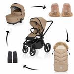 Set kolica Move Cross 5X + vreća Fluffy Combi + rukavice Fluffy 2, Latte Beige