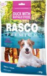 Pochúťka Rasco Premium byvolia koža obalená kačacím mäsom, tyčinky 80g