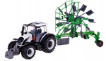 Bburago Farm 10cm Traktor mit Deluxe-Anhänger - Valtra N174 - Wirbelrechen