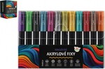 Fixy akrylové metalické 12ks aj na keramiku, sklo, kamene, hrot 4mm
