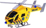Helikoptéra ambulancie 20cm na zotrvačník na batérie so svetlom a zvukom v krabičke