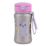 SKIP HOP Bottiglia con cannuccia in acciaio inox Besties Squad Gattino 12m+