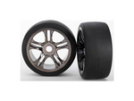 Traxxas колело, джанта Split-Spoke черен хром, гума slick S1 (2) (предни)