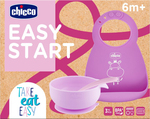 CHICCO Set Essgeschirr Silikon - pink, 6m+