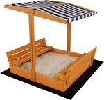 Detské drevené uzatvárateľné pieskovisko s lavičkami a strieškou Baby Mix 120x120 cm