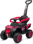 Detské elektrické odrážadlo Baby Mix Ruggy s vodiacou tyčou červené