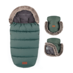 PETITE&amp;MARS Set zimný fusak Comfy 4v1 + rukavice na kočík Furry Veritable Khaki