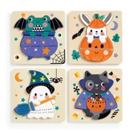 Mudpuppy Drevené halloweenskej puzzle sada 4 puzzle
