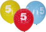 Aufblasbarer Ballon 30cm - 5er Set, mit Nummer 5