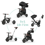 QPLAY Tříkolka Nova Deluxe 5v1 Black, 10-72 měsíců