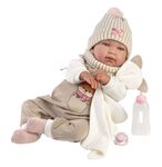 Llorens 84490 NEW BORN - muñeca bebé realista con sonidos y cuerpo de tela suave