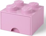 LEGO® úložný box 4 - so zásuvkou svetlo rúžová 250 x 250 x 180 mm