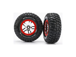 Traxxas koleso 2.2/3.0", disk SCT Split-Spoke strieborný-červený, pneu KM2 S1 (2)