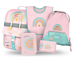 BAAGL SET 5 Zippy Arcobaleno: cartella, astuccio, sacchetto, grembiule, portafoglio