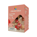 Cleverclixx Magnetická stavebnice Glitter Tiles Pack Transparent - růžová – 16 ks