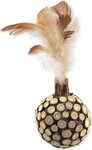 Hračka Magic Cat Natural Fun guľa s prírodnými pierkami a oblepené drevom 13cm