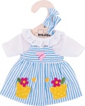 Bigjigs Toys Modré pruhované šaty pre bábiku 28 cm