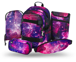 BAAGL SET 5 Skate Galaxy: Rucksack, Federmäppchen, Beutel, Gürteltasche, Laptop-Hülle