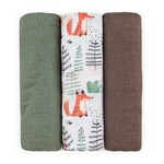 PETITE &amp; MARS Sada plienok bambusová mušelínová 3ks Moussy Forest Fox 68 x 68 cm