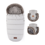 PETITE&amp;MARS Set zimný fusak Comfy 4v1 + rukavice na kočík Furry Champagne Shower