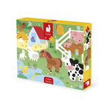 Janod Puzzle dotykové senzorické Farma s rôznymi povrchmi 20 ks