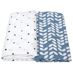 MOTHERHOOD Prikrývka a zavinovačka bavlnená mušelínová Premium 2 ks Blue Classics 100x120